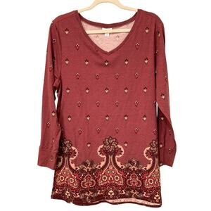 LuLaRoe Burgundy Elizabeth Tunic Size Medium EUC